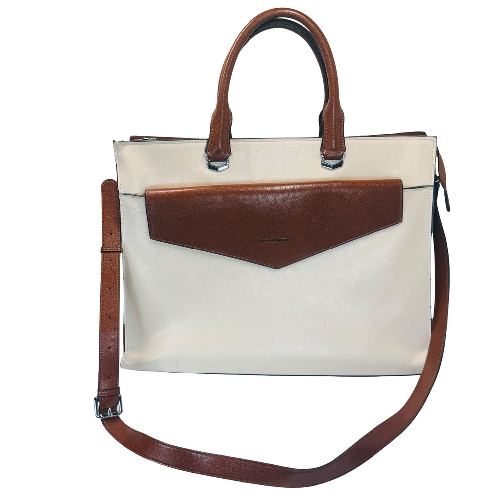 Bostanten Leather Laptop‎ Tote Briefcase Work Bag Multi Compartment Shoulder Bag